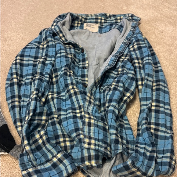 American Eagle Outfitters Blue Plaid and Sonoma Gray/black Striped Shirts - Picture 4 of 5